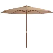 vidaXL Parasol avec mât en bois 350 cm Taupe