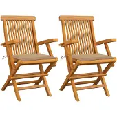 vidaXL Chaises de jardin avec coussin beige 2 pcs. Bois massif teck