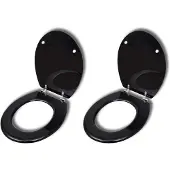 vidaXL Sièges de toilette avec couvercle 2 pcs. MDF Noir