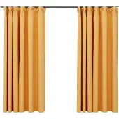 vidaXL Rideaux occultants aspect lin et crochets 2 pcs Jaune 140x175cm