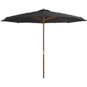 vidaXL Parasol avec mât en bois 350 cm Anthracite