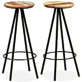 vidaXL Tabouret de bar 2 pcs. Vieux bois massif