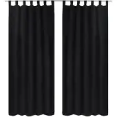 vidaXL 2 pcs Rideau à Passant Micro Satin Noir 140 x 175 cm