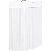 vidaXL Panier à linge d'angle Bambou Blanc 60 L