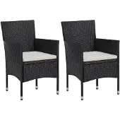 vidaXL Chaises de jardin 2 pcs. Poly rotin noir