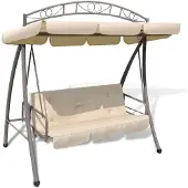 vidaXL Balancelle hollywoodienne avec fonction lit et toit sable blanc