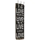 vidaXL Porte-manteau mural avec 6 crochets 120 x 40 cm LOVE LIVE