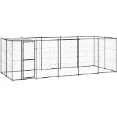 vidaXL Chenil extérieur Acier avec toit 12,1 m²