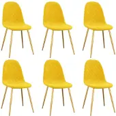 vidaXL Chaises de salle à manger 6 pcs jaune moutarde velours