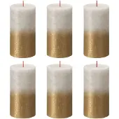 Bolsius Bougies pilier rustiques 4 pcs 130x68 mm Gris sableux et doré