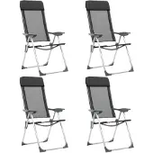 vidaXL Chaises de camping pliantes 4 pcs. Aluminium Noir