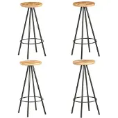 vidaXL Tabouret de bar 4 pcs. Bois de manguier rugueux