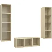 vidaXL Ensemble d'armoires TV 3 pièces en bois composite chêne Sonoma