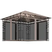 vidaXL Pavillon avec moustiquaire & guirlande lumineuse LED 3x3x2,73 m Taupe