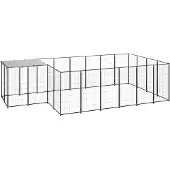 vidaXL Chenil noir 8,47 m² Acier