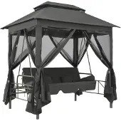 vidaXL Balancelle convertible à auvent Anthracite 220x160x240 cm Acier