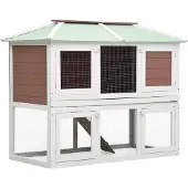vidaXL Clapier pour petits animaux/lapins 2 étages Bois brun