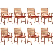 vidaXL 3078380, Terrasse, Siège rembourré, Acacia, Rouge, Polyester, 560 mm