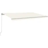 vidaXL Marquise manuellement rétractable avec LED 500x350 cm Crème