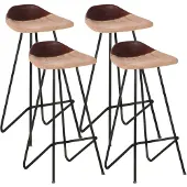 vidaXL Tabourets de bar lot de 4 marron cuir véritable