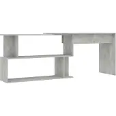 vidaXL Bureau d'angle gris béton 200x50x76 cm Bois composite