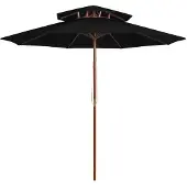 vidaXL Parasol avec double toit et mât en bois noir 270 cm