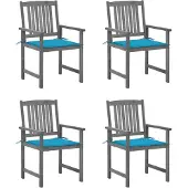 vidaXL Chaises de jardin avec coussins 4 pcs. Gris Bois massif Acacia