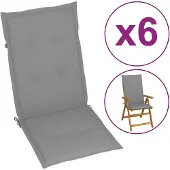 vidaXL Coussin pour chaise de jardin à haut dossier 6 pcs. Gris 120x50x3cm Tissu