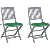 vidaXL Chaises de jardin pliantes 2 pcs. avec coussins en bois massif d'acacia
