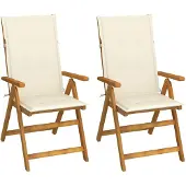 vidaXL Chaises longues de jardin 2 pcs. avec coussins acacia massif