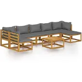 vidaXL Ensemble de jardin lounge 8 pièces avec coussins en bois massif d'acacia