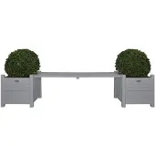 Esschert Design Jardinières avec banc pont Gris CF33G