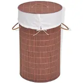 vidaXL Panier à linge rond Bambou Marron