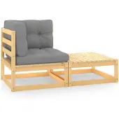 vidaXL Ensemble salon de jardin 2 pièces avec coussins pin massif