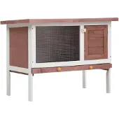 vidaXL Clapier à lapins 1 niveau Marron Bois
