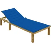 vidaXL Chaise longue avec support bleu royal Bois de pin imprégné