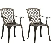 vidaXL Chaises de jardin 2 pcs. Fonte d'aluminium Bronzes