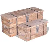 vidaXL Ensemble de deux coffres de rangement en bois d'acacia