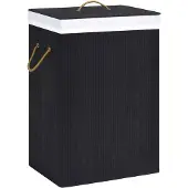 vidaXL Panier à linge avec 2 sections bambou noir 72 L