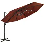 vidaXL Parasol avec mât en aluminium 4 couches rouge terracotta 3x3 m