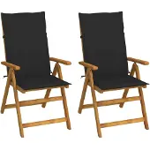 vidaXL Chaises longues de jardin 2 pcs. avec coussins acacia massif