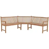 vidaXL Banc d'angle de jardin 185x185x90 cm bois massif teck