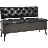 vidaXL Banc de rangement avec dossier 110 cm Noir Similicuir