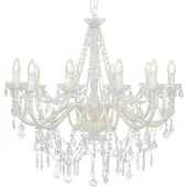 vidaXL Lustre avec perles Blanc 12 ampoules E14