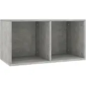 vidaXL Boîte de rangement de vinyles Gris béton 71x34x36 cm