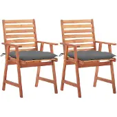 vidaXL Chaises de jardin 2 pièces avec coussins en bois massif d'acacia