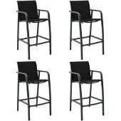 vidaXL Chaises de bar de jardin 4 pcs noir Textilène