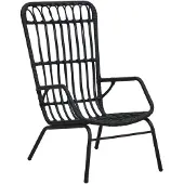 vidaXL Chaise de jardin Poly rotin noir