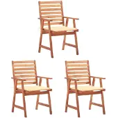 vidaXL Chaises de jardin 3 pièces avec coussins en bois massif d'acacia