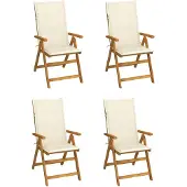 vidaXL Chaises longues de jardin 4 pcs. avec coussins acacia massif